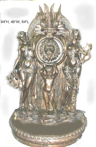 Bronze Lion Head Fountain with Greek Ladies