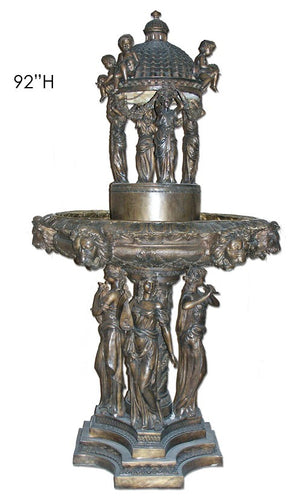 Grand Estate Fountain with Lion Head - Bronze Fountain