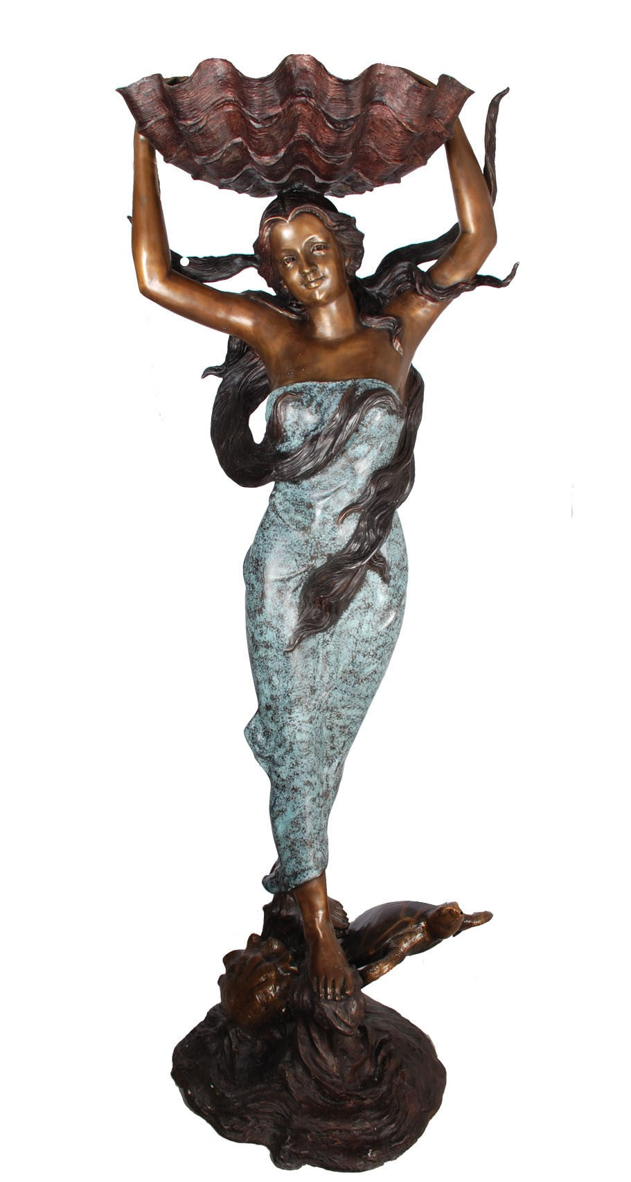 Young Maiden with Shell Bronze Fountain Statue