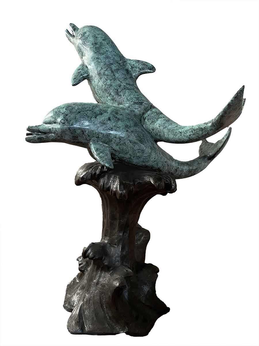 Dancing Bronze Dolphin Fountain Statue