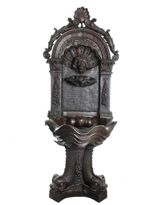 Bronze Lion Wall Fountain with Classical Designs