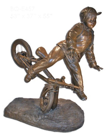 Bronze Boy Falling From His Bike Statue
