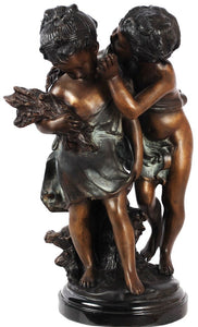 Bronze Boy Whispering to Girl Statue