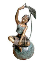 Load image into Gallery viewer, Bronze Reading Girl Holding Book Statue