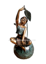 Load image into Gallery viewer, Bronze Reading Girl Holding Book Statue