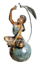 Load image into Gallery viewer, Bronze Reading Girl Holding Book Statue