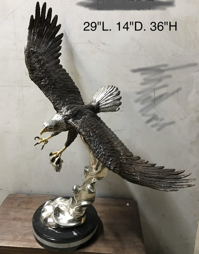 American Eagle Descends and Catches Prey Bronze Sculpture