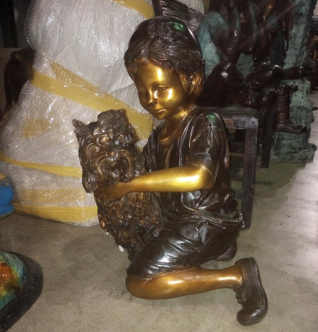 Adam Boy and His Dog Bronze Statue
