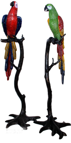Two Parrot Sculptures Bronze Sculptures