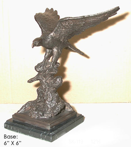 Bronze Eagle on Waves Sculpture