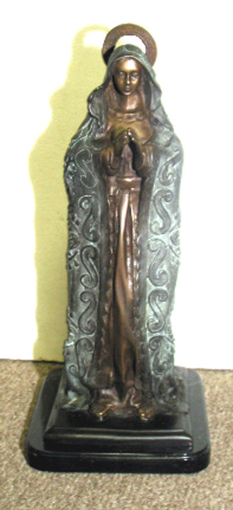 Blessed Virgin Mary Bronze Sculpture - 15”H