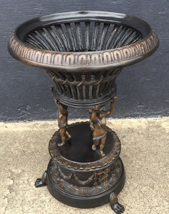Cherub Basket Bronze Urn with Three Cherubs