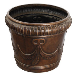 Bronze Garden Pot with Garland of Leaves