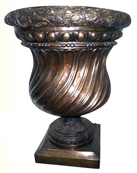 Architectural Bronze Garden Urn with Curvy Designs
