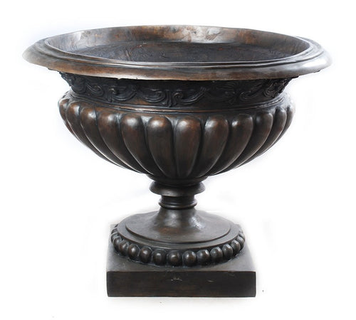 Large Bronze Fluted Flower Urn