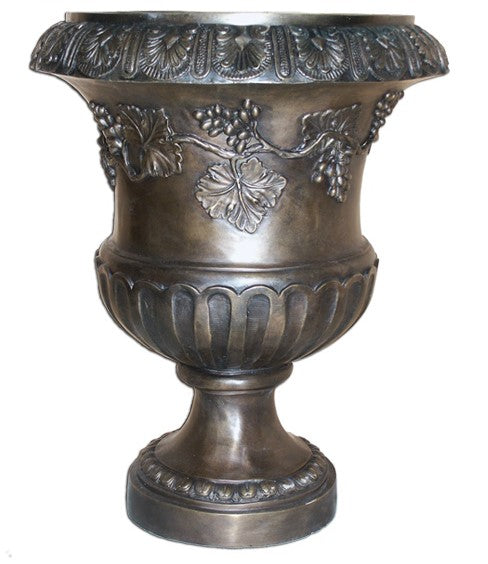 Large Bronze Urn with Grape Designs