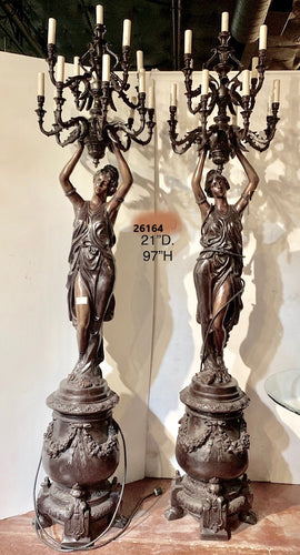 Bronze Life Size Lady Statue Lamp Sculptures