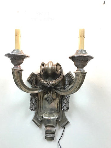 Bronze Wall Sconce with Garland Designs
