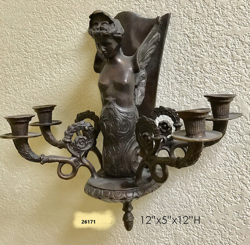 Classical Lady Bronze Candle Wall Sconce