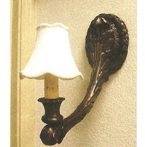 Bronze Acanthus Leaf Wall Sconce with Silk Shade Included