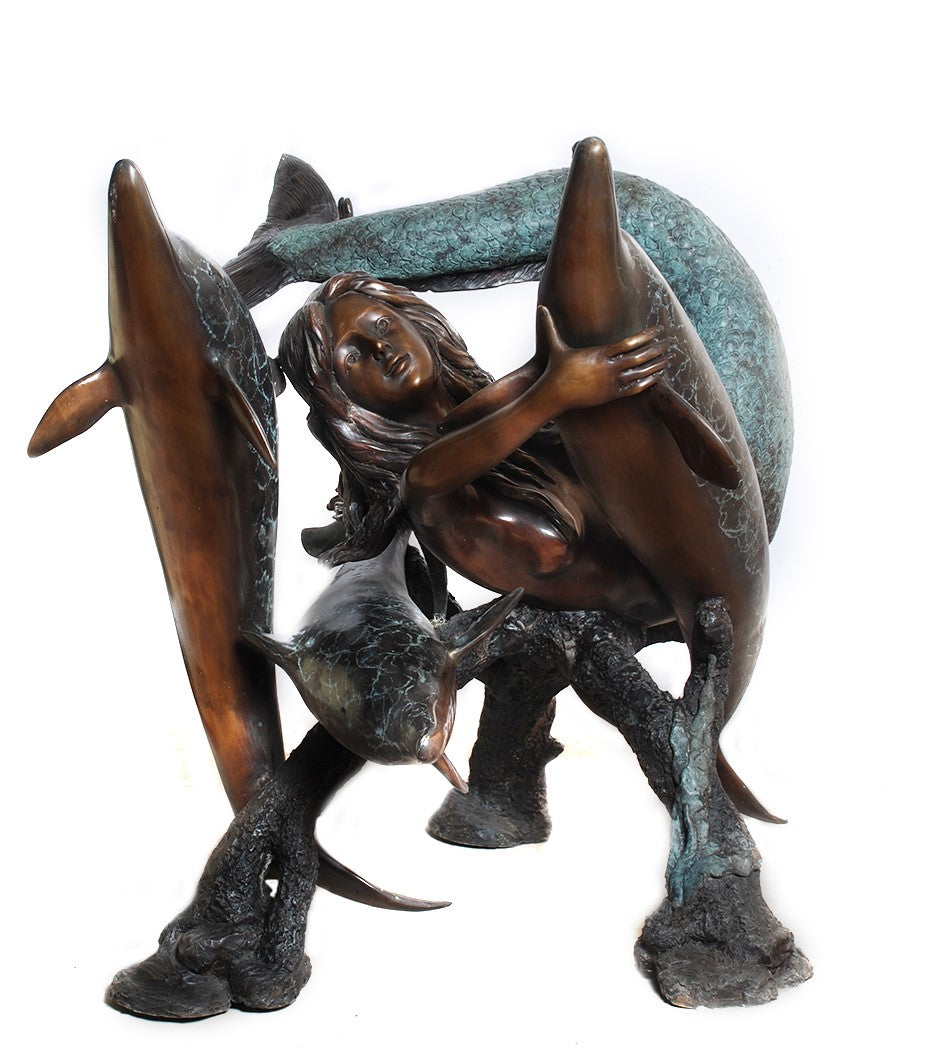 Oceanworld Bronze Dolphin Table Base Sculpture