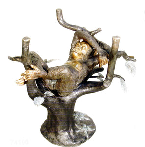 Bronze Sleeping Chimpanzee Monkey Table Base Sculpture