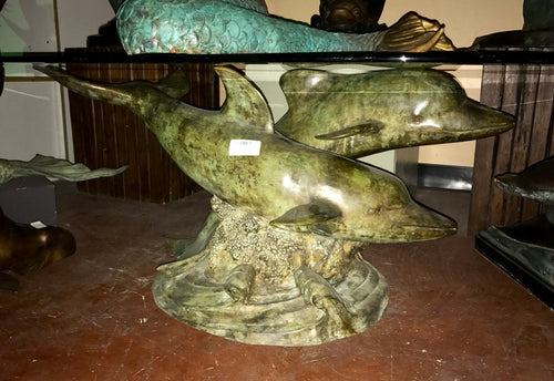 Beautiful Dolphins Make a Swim Bronze Table Base Sculpture