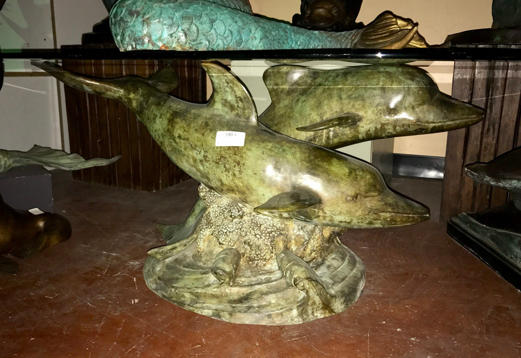 Beautiful Dolphin Bronze Table Base Sculpture