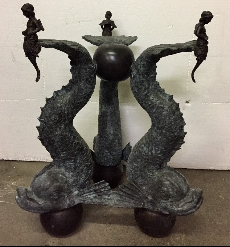 Bronze Dolphin Coffee Table Base Sculpture