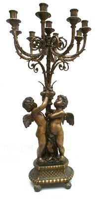 Renaissance Bronze Cherubs Holding Candelabra