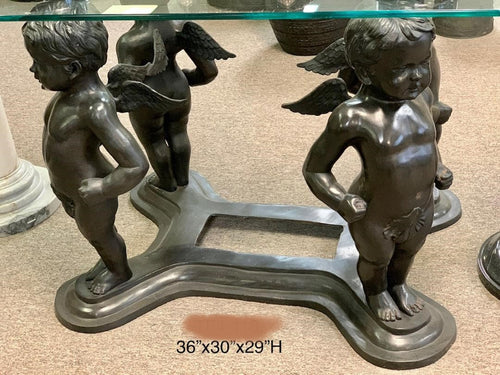 Bronze Cherub Angel Table Base Sculpture