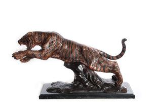 Large Tabletop Tiger Bronze Sculpture
