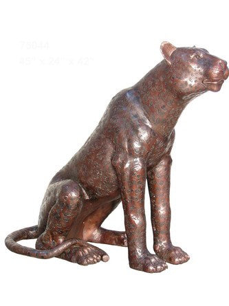Bronze Large Cheetah Statue in Sitting Down Pose