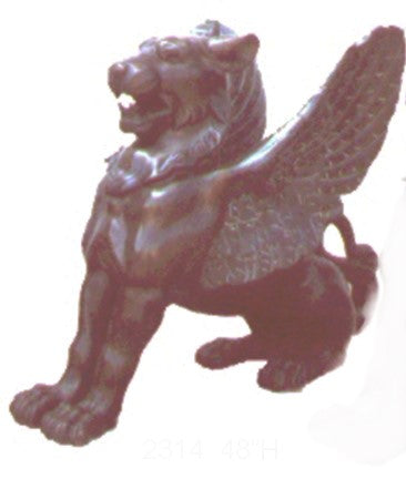 Beautiful Mythical Bronze Sitting Griffin Sculpture