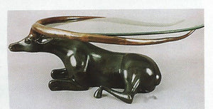 Large Bronze Impala Sculpture with Glass Top