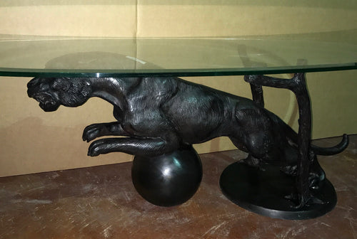 Bronze Cougar Table Base Sculpture