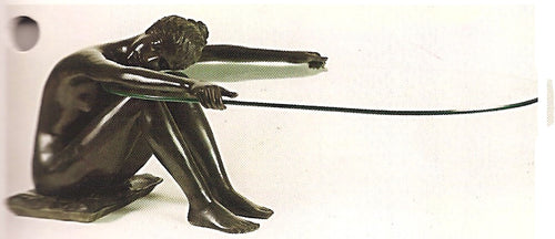 Bronze Nude Woman Holding Glass for use as Cocktail Table