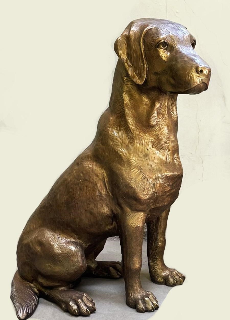 Sitting Bronze Labrador Retriever Sculpture