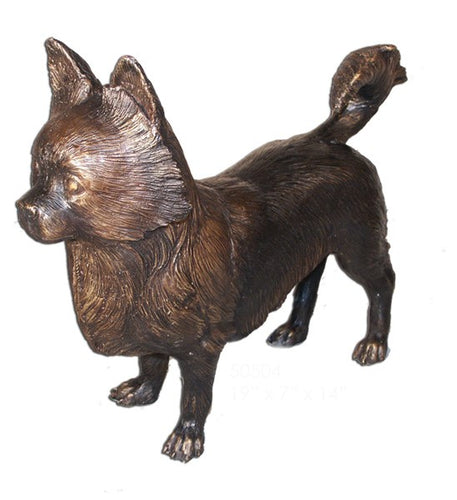 Bronze Long Haired Chihuahua Sculpture