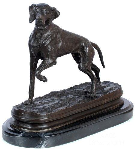 Bronze German Shorthaired Pointer Statue on Marble Base