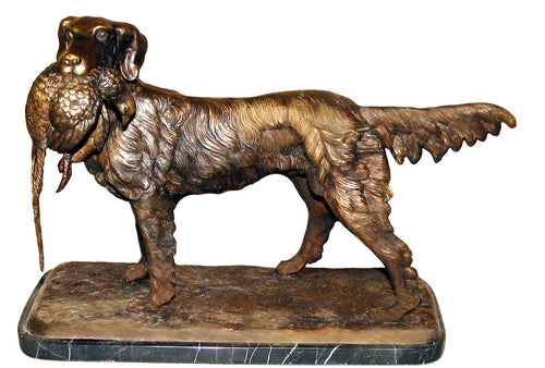Bronze Labrador Retriever with Bird in Mouth Sculpture