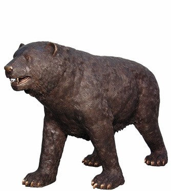 Large Foraging Bronze Bear Sculpture Looking Fearsome