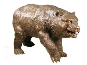 Life Size Bronze Grizzly Bear Statue Seeking Food