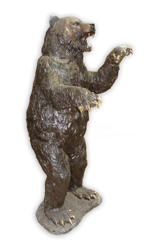 Fierce Bear Standing Up Bronze Sculpture