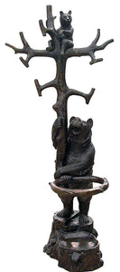 Life Size Bronze Bear Holding Umbrella Stand Sculpture