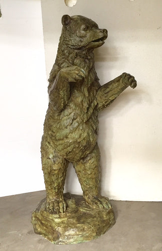 Life Size Bronze Grizzly Bear Showing Paws Sculpture