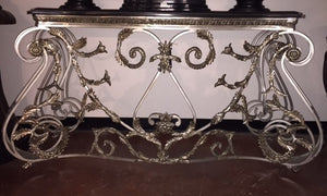 Bronze Long Console Table with Leaf Scroll Designs