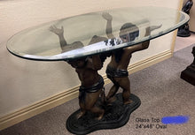 Load image into Gallery viewer, Bronze 2-Cherub Console Table Base Sculpture with Glass Top