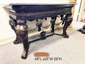 Bronze Venetian Console Table With Acanthus Designs on Legs