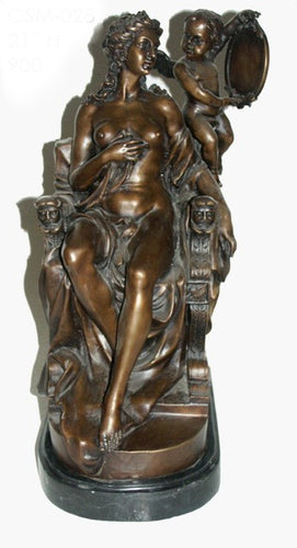 Beautiful Woman with Cherub Bronze Sculpture